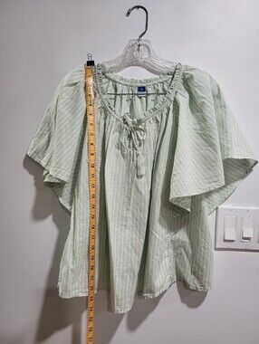 Old Navy Mint Green Stripe Flutter Sleeve Peasant Top XL